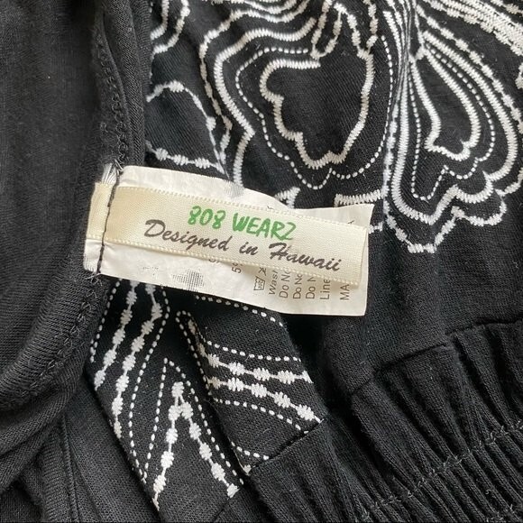 Black Floral Hawaiian Maxi Dress Womens Small White Flowers Cover-up - Picture 6 of 11